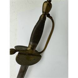 British Army Infantry Officers 1796 pattern sword, having silver wire hilt grip and folding knuckle guard, the L82cm single edged blade engraved with indistinct markings, overall L97cm