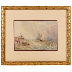 George Chambers Snr (British 1803-1840): Sailboats Bracing Rough Seas, watercolour signed 16cm x 23.5cm