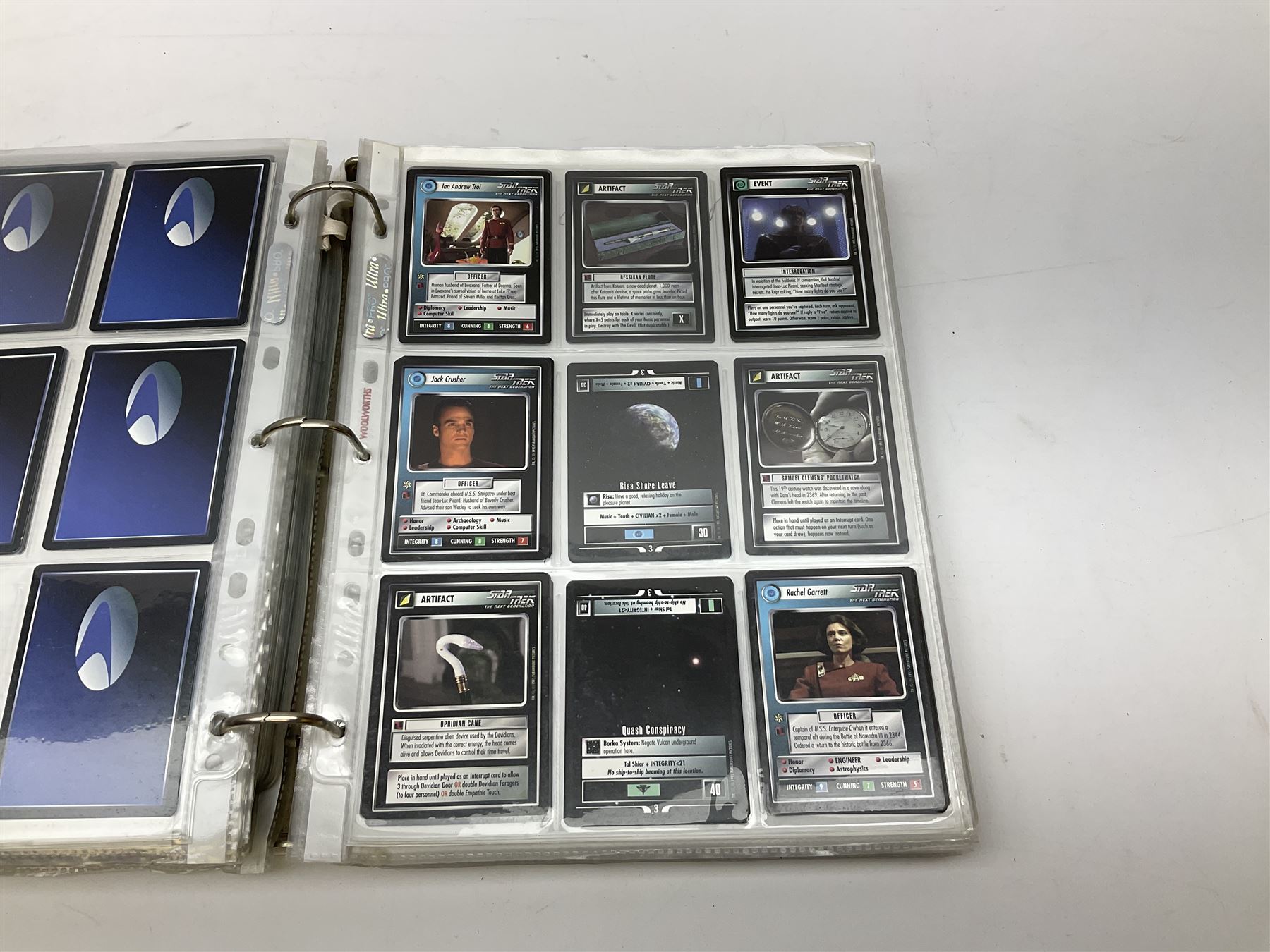 Collection of Star Trek collectors cards to include ‘Alternate Universe’ and ‘Q Continuum’ series, Star Wars cards etc housed in white album
and Harry Potter, Disney and other loose examples