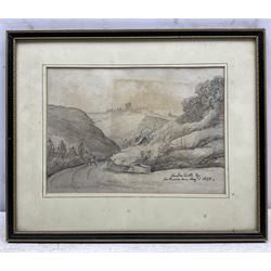 Francis Nicholson (British 1753-1844): 'Scarborough Castle and Low Peasholm', pencil sketch unsigned titled and dated 1820, 20cm x 28cm