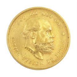 Netherlands Willem III 1876 10 gulden gold coin