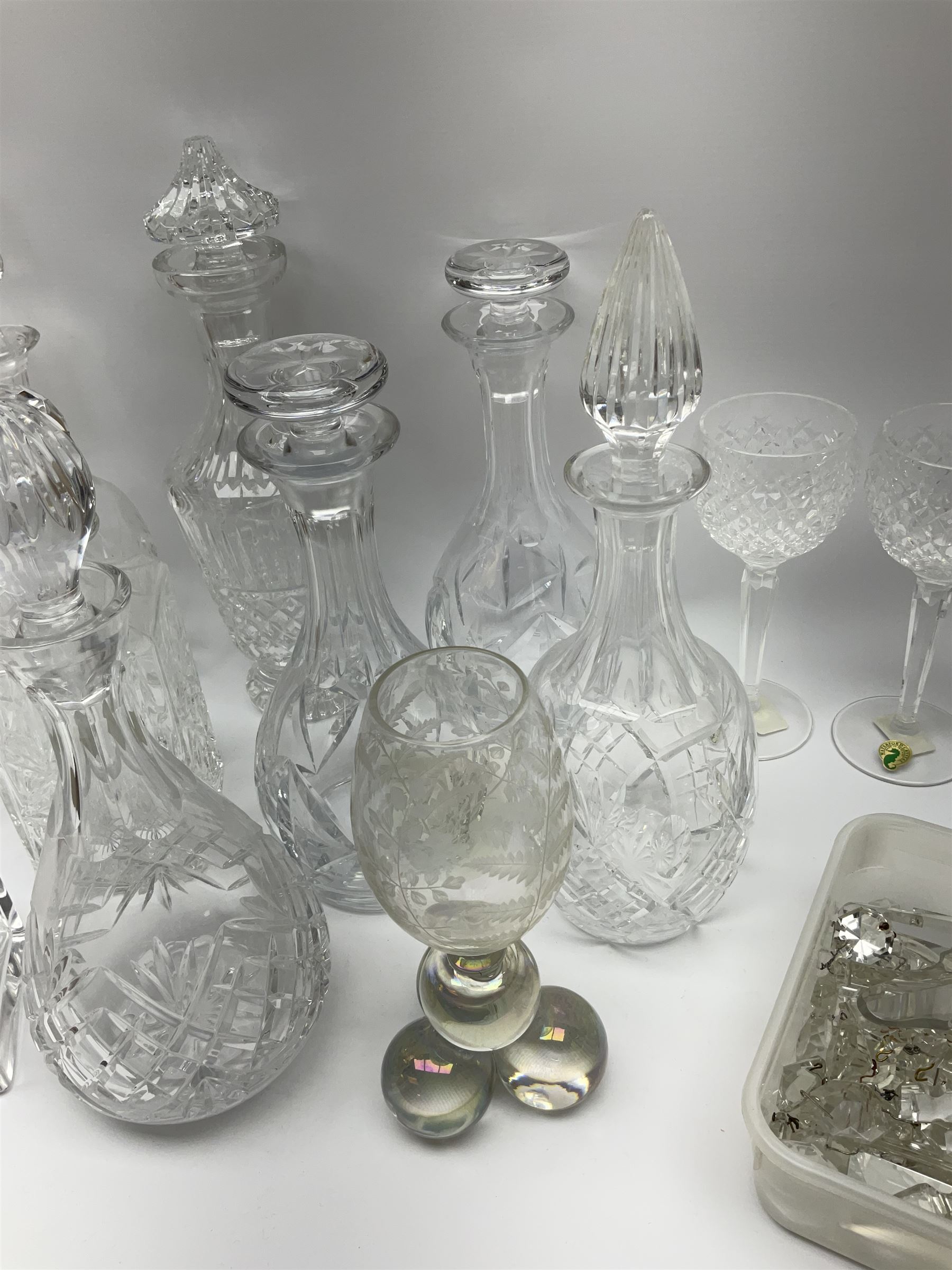 Set of four ‘Alana’ Waterford hock glasses, glass crystal drops