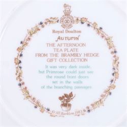 Royal Doulton Brambly Hedge Afternoon tea sets, for Spring, Summer and Autumn, together with winter plate and saucers and two trinket dishes   