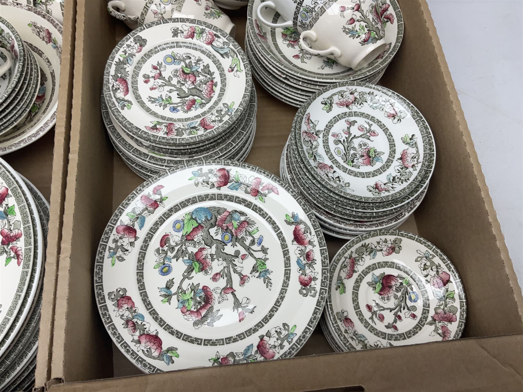 Johnson Bros Indian Tree dinner and tea wares in two boxes