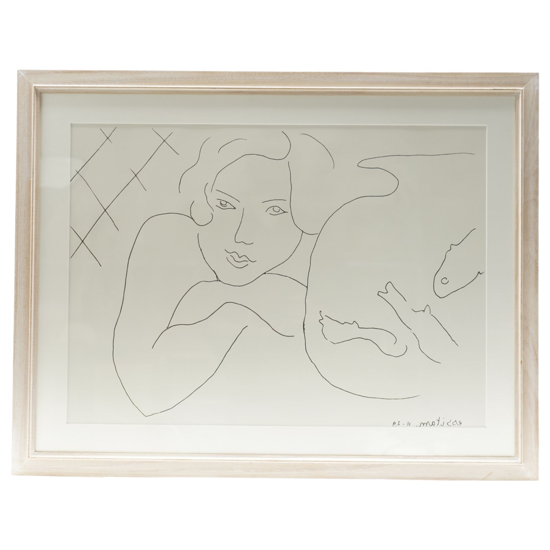 After Henri Matisse (French 1869-1954): 'Composition Fond Bleu' and 'Jeune Fille Rêvant près d'un Bocale de Poissons', two lithographs signed in the plate max 46cm x 63cm (2)
