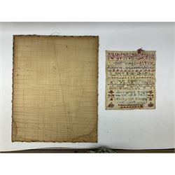 Two 19th century needlework samplers, comprising an example worked with the alphabet by Mary Easingwood 1844, together with a larger example by Sarah Starther, largest example H52cm 
