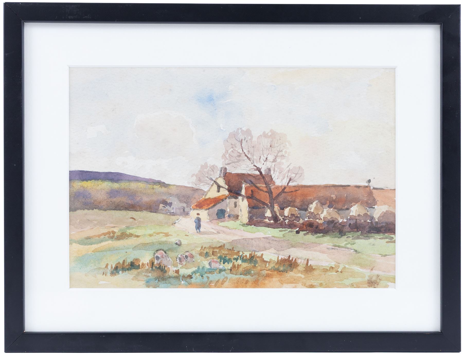 George Scarth French (British fl.1894-1910): View of Whitby, watercolour signed and dated 1885, 15cm x 24cm; together with another of 'Whitby Early Morning' signed with initials EMA, 10.5cm x 15cm and two others of Ugthorpe Lane, near Whitby, max 17cm x 25cm (4)