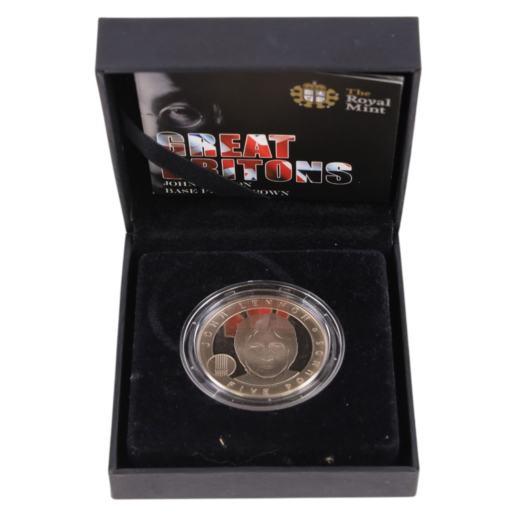 The Royal Mint Great Britons John Lennon base proof £5 coin, boxed