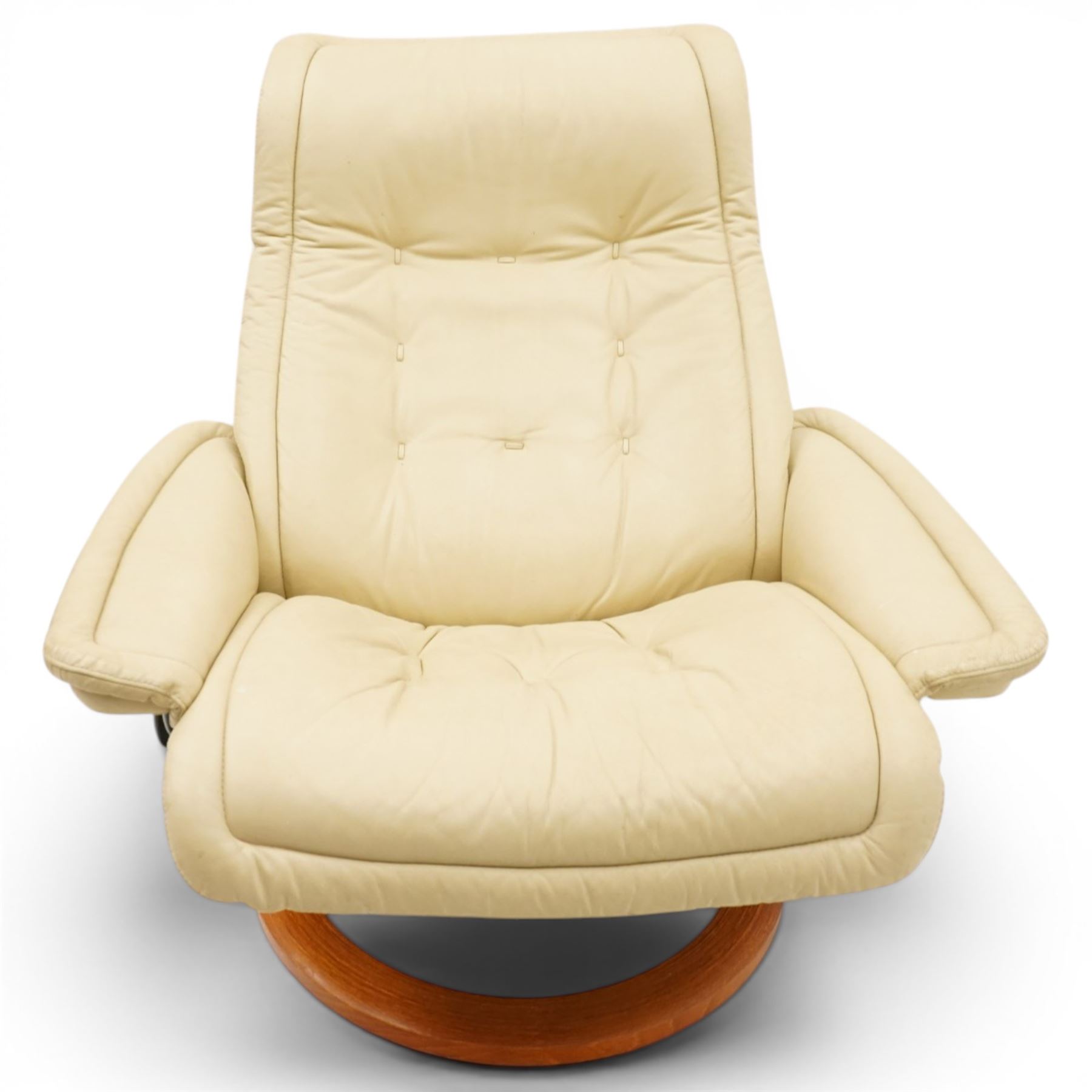 Ekornes - Stressless cream leather upholstered reclining armchair 