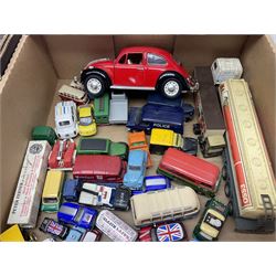 Large collection of die-cast model vehicles of various scales to include examples from Welly, Saico, Lledo etc, with a quantity of empty boxes; in four boxes 