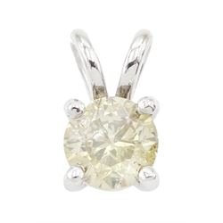 18ct white gold single stone round brilliant cut diamond pendant, hallmarked, diamond 0.98 carat, with World Gemological Institute report
