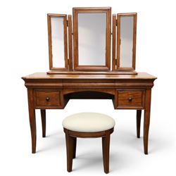 Willis & Gambier - mahogany dressing table, three part mirror and stool, the dressing tabl...