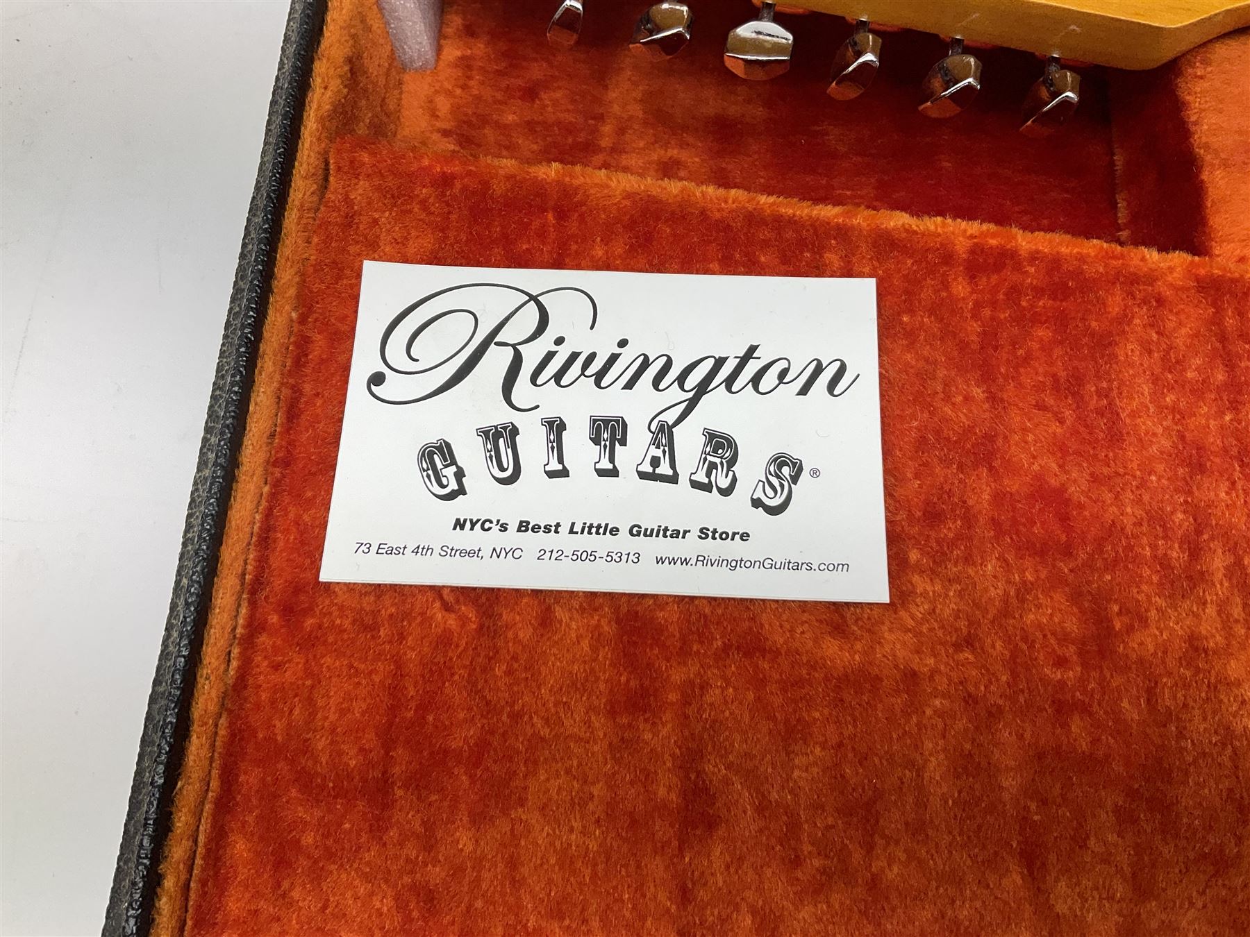 Fender three-tone Sunburst 12-string electric guitar c1965/6 Fullerton USA, with alder body and maple neck, the Indian rosewood fretboard with twenty-one frets and pearloid dot markers, fender electric XII bridge, F-stamp tuners (non-original), two split single coil pick-ups, master volume and tone and four-way switch, serial no.129730, L108cm; in original Fender case bearing label for Rivington Guitars New York with copy of original invoice; together with GuitarKes set-up and service certificate dated October 2021
