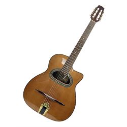 Spanish Gitano Manuel Rodriguez Maccaferri guitar, model no.EMC1; bears label; L98cm; in lightweight carrying case
