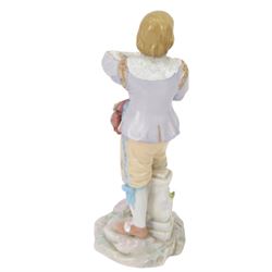 Continental figure group L' Amour,, together with a pair of courting figures and Staffordshire spill vase 