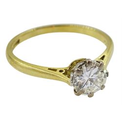18ct gold single stone brilliant cut diamond ring, Birmingham 1982, diamond approx 0.70 carat