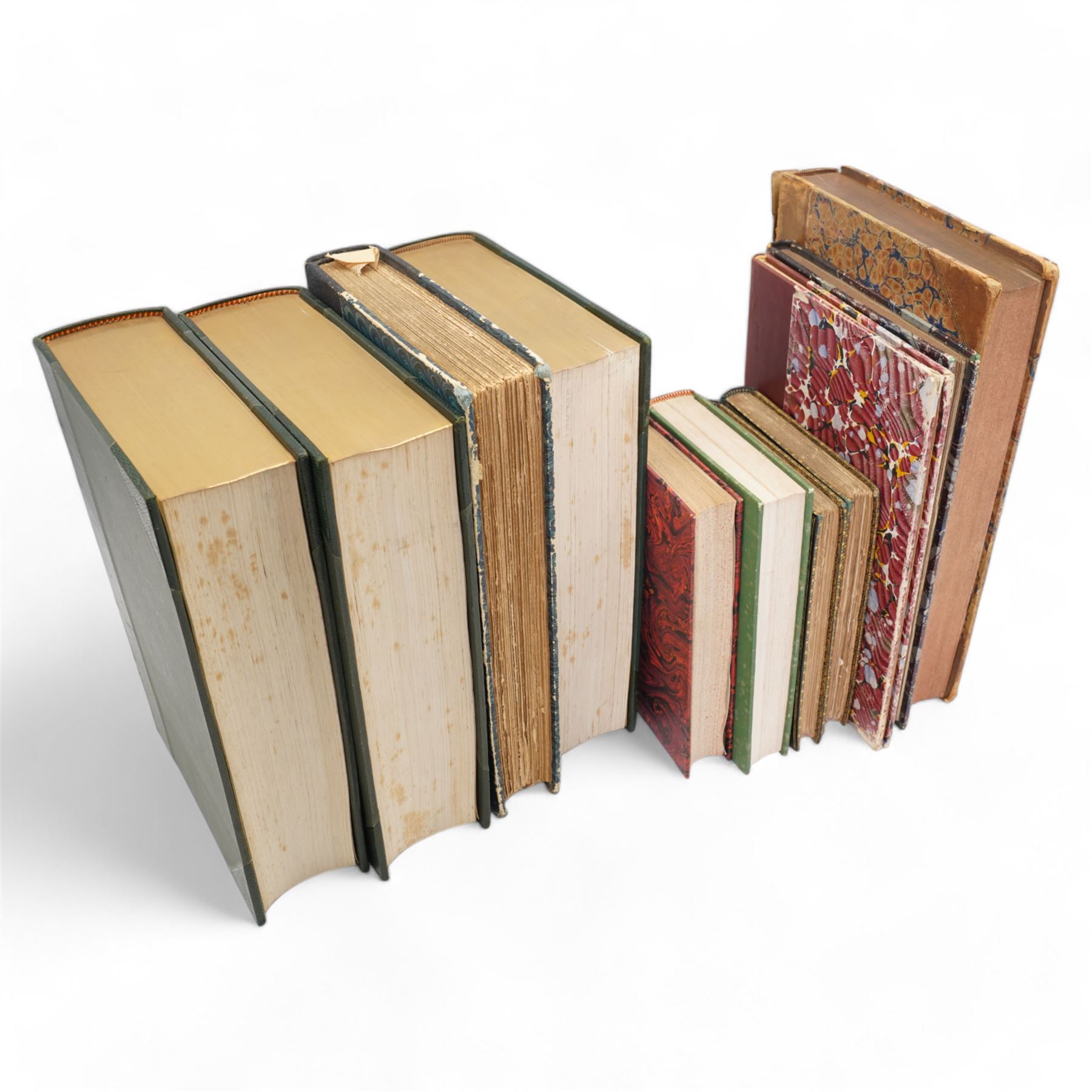 Le Sievre Faret - 'L'Honeste Homme' ou L'Art de Plaire, published in French by Arnould Cotinet, Paris 1660, full calf, J-P de Florian 'Les Six Nouvelles' 1786 and 'Nouvelles Nouvelles' 1792, both in quarter leather Conscience, F -'Les Dialogues de Jacques Tahureau' published Lemere, Paris 1871 in half calf and marbled boards, Berolade de Verville - 'Le Moyen de Parvenir' pub. Garnier Freres 1879, Jacob, Paul - 'Le Cymbalum Mundi' 1841 and 'Les Contes de Bonaventure des Periers' 1843, all published in French and collection of books published in French including H-L Bordier (Ed) - 'Le Chansonnier Hugenot' two volumes 1870, Mace de Villebresme - 'Epistre de Cleriande' limited edition No132, 'Poeme Inedit de Iehan Marot' 1860 and others (11) Saint-Andre, Claude - 'Madame du Barry d'apres les Documents Authentiques' limited edition published in French by Emile- Paul, Paris 1908 No 39/250 soft vellum cover