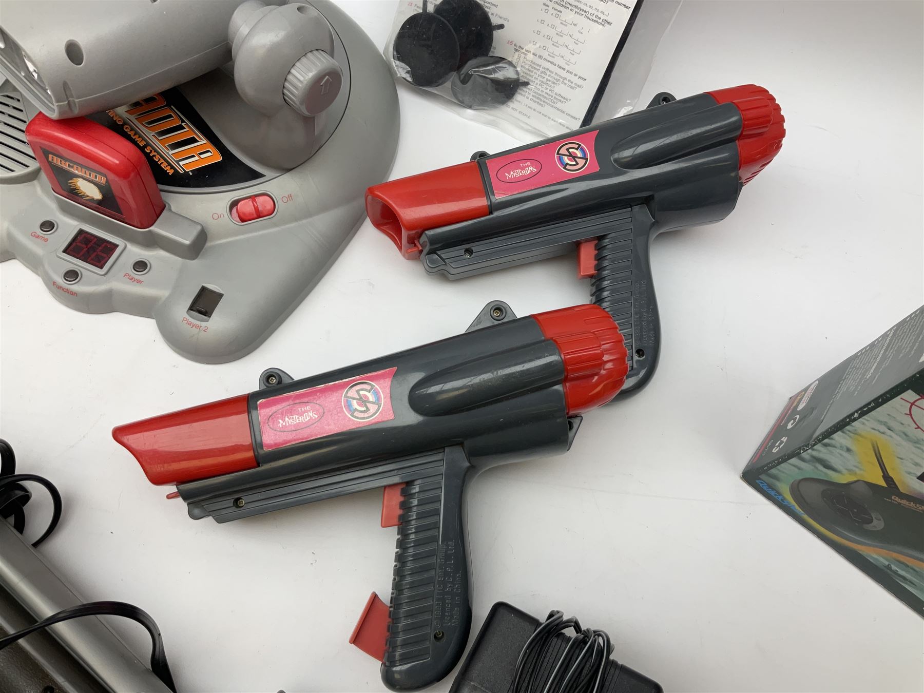 Mad Catz Dual Force Racing Wheel and Foot control for Playstation; Arcadia Image Projecting Game System; pair of Captain Scarlet and the Misterons phaser guns etc