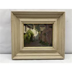 Newlyn School (Early 20th century): Girl on a Step, oil on canvas laid on panel unsigned 15cm x 19cm