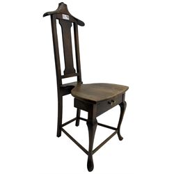Papworth Industries Cambridge - early 20th century patented oak Gentleman's valet chair, fitted with two drawers to apron