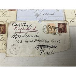 Postal history, including pre stamp letters, Queen Victoria penny reds on covers, mourning covers etc (30)