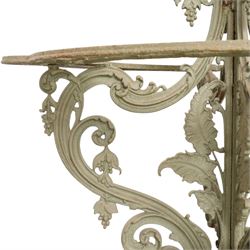 Large Victorian cast iron circular three-tier plant stand, floral pierced frame with circu...