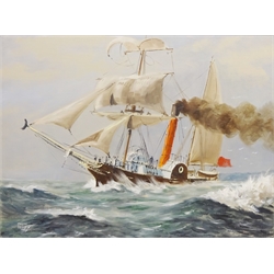  Paddle Steamer in a Heavy Swell, oil on canvas board signed by Colin Verity (British 1924-2011) 44cm x 59cm  