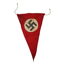 WWII German Third Reich NSDAP swastika double sided pennant, L34cm