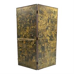 Victorian mahogany framed decoupage two-panel screen