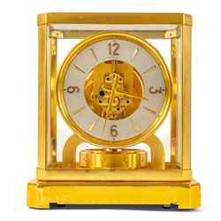 Jaeger-Le-Coultre, Atmos bracket clock, gilt brass case with glazed top and sides, silvere...