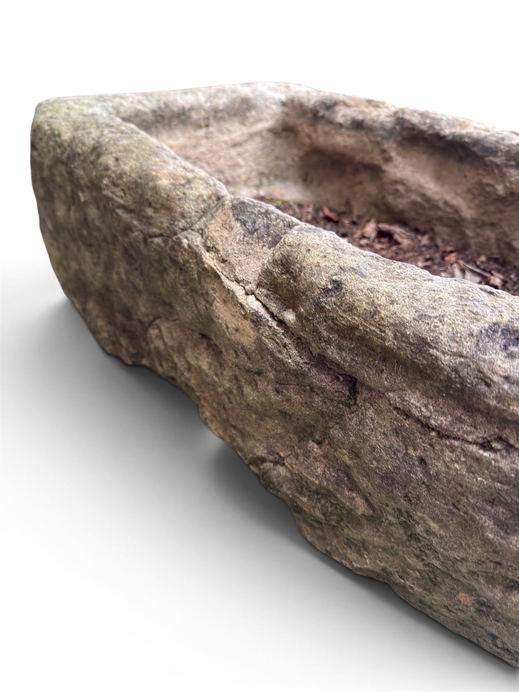 18th century hewn stone rectangular planter
