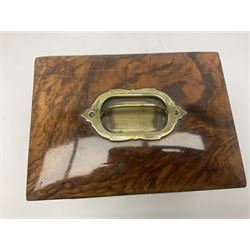 Victorian walnut glass-fronted jewellery casket, with a hinged lid and beveled glass panel front, H17cm