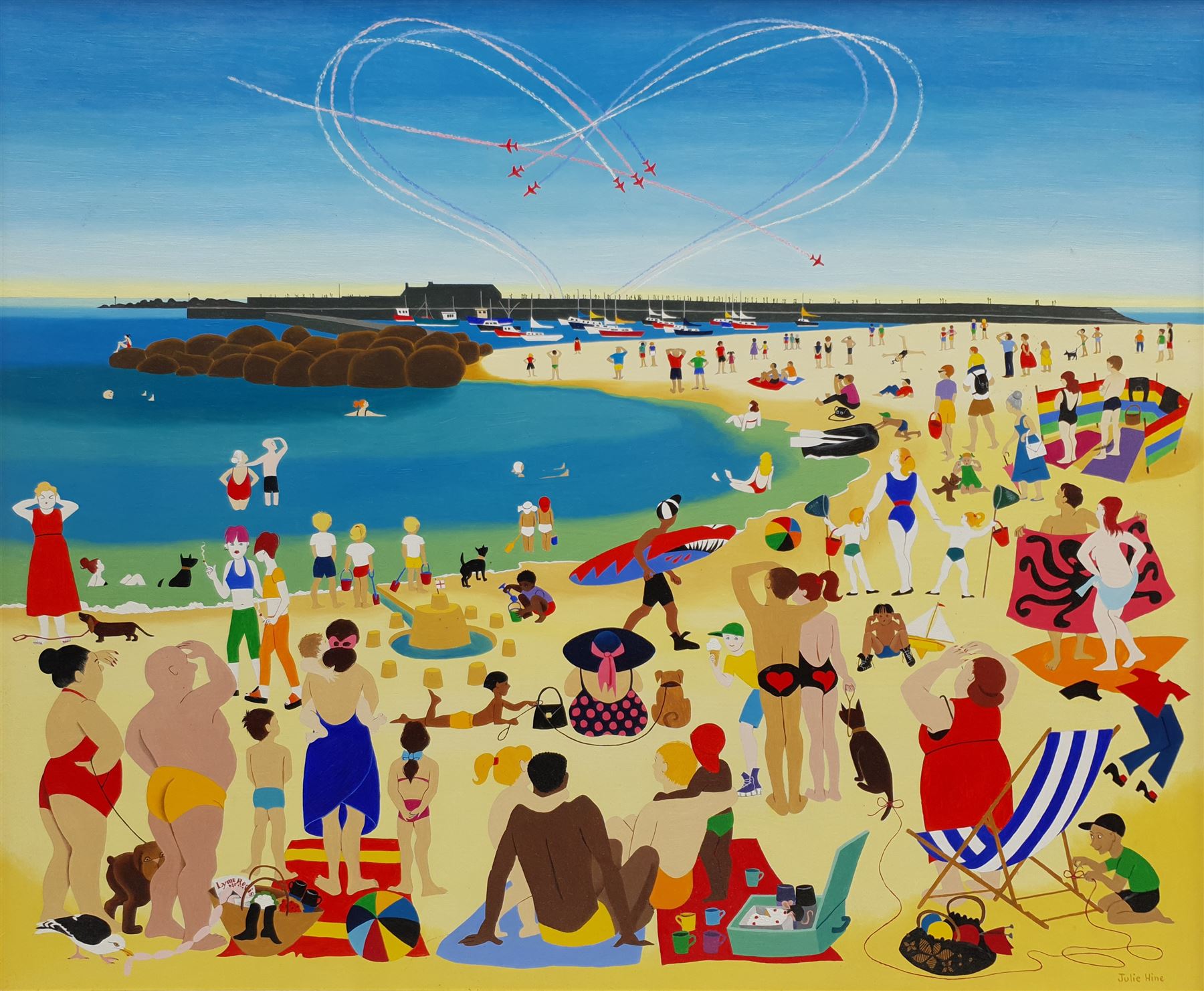 Julie Hine (British 20th Century) 'Summer at Lyme Regis', oil on board