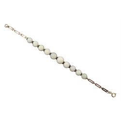 Rose gold circular link opal bracelet, tested to 9ct