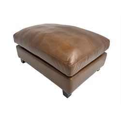 Laura Ashley Home -rectangular pouffe or footstool upholstered in brown leather 