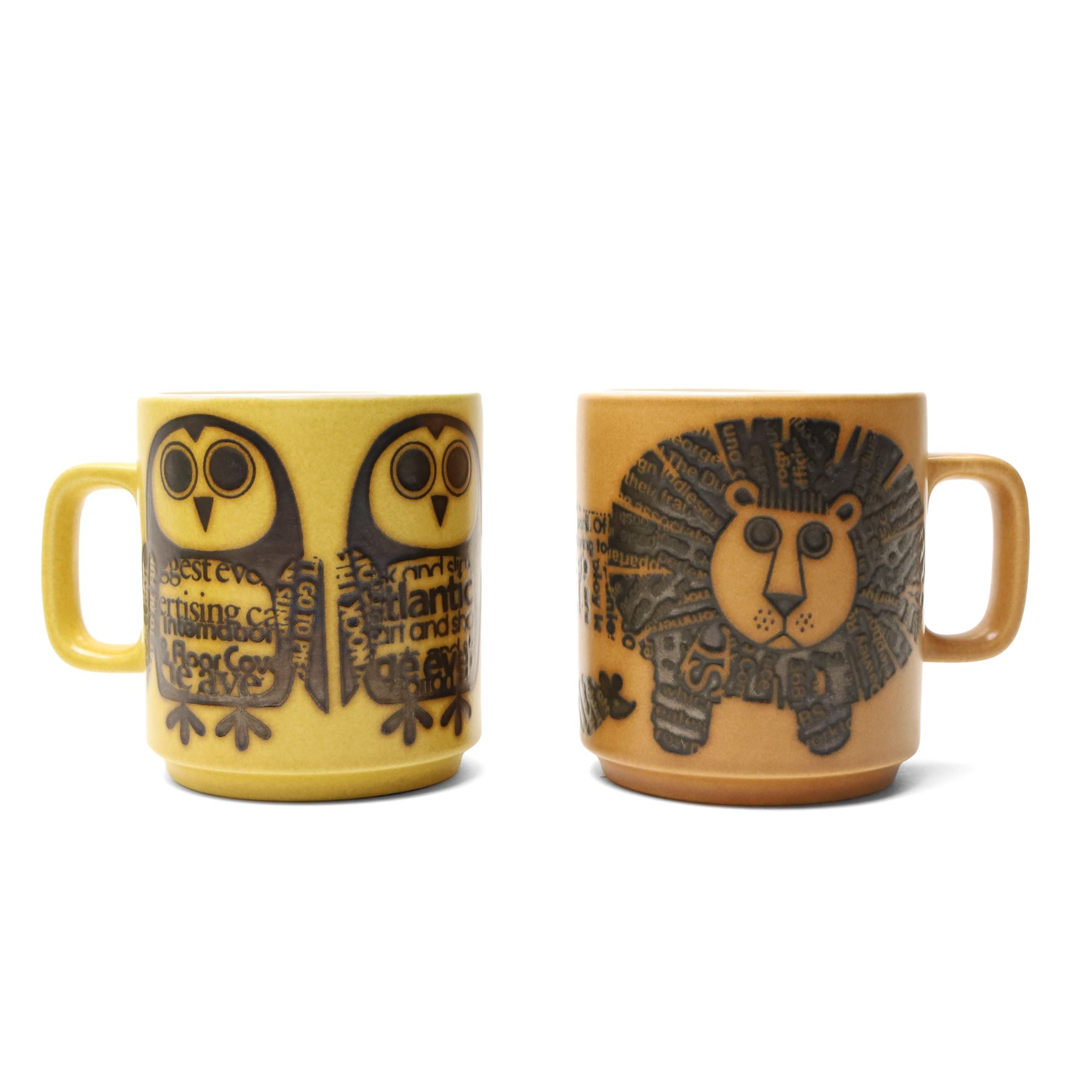 Five Hornsea pottery Jungle pattern mugs by Jack Dadd and Train Robber mug by John Clappison (6)