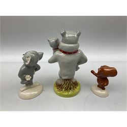 Collection of Beswick figures to include Beatrix Potter Squirrel Nutkin, Jemima Puddleduck, Spike and Tyke, Tom and Jerry, both boxed and with certificates, Chamois 1551 and Babycham 1615a (a/f) Beswick Ware Royal Douton Peter Rabbit and Benjamin Bunny, with certificate
(9)
