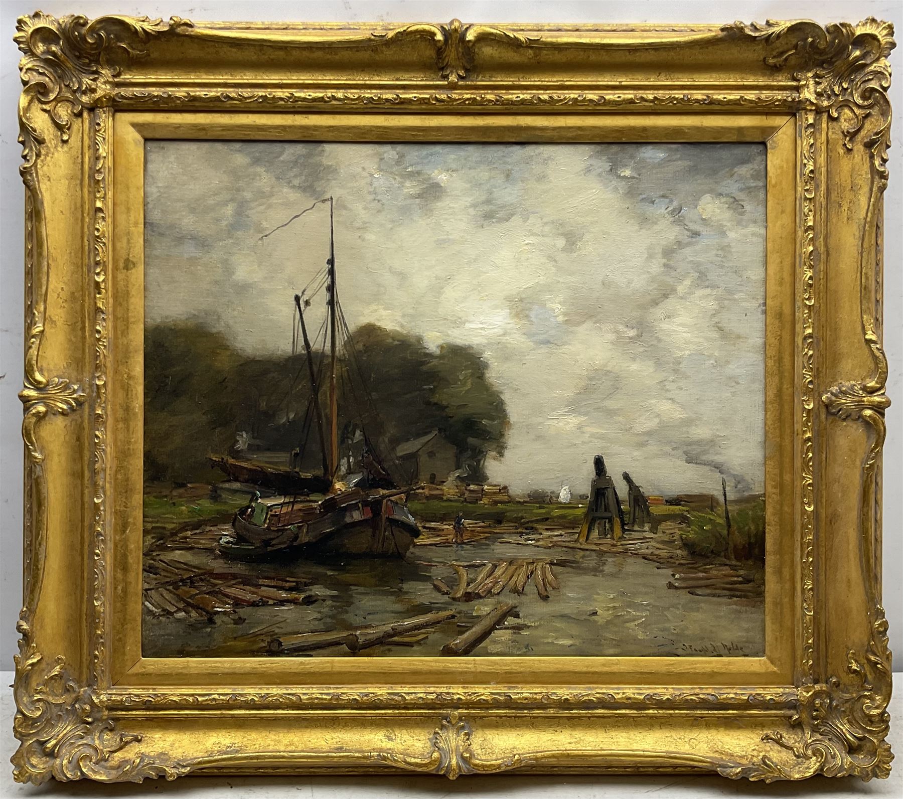 James Campbell Noble RSA (Scottish 1846-1913): 'Sawmill on the Nord Dyke', oil on canvas signed, original title label verso 50cm x 60cm