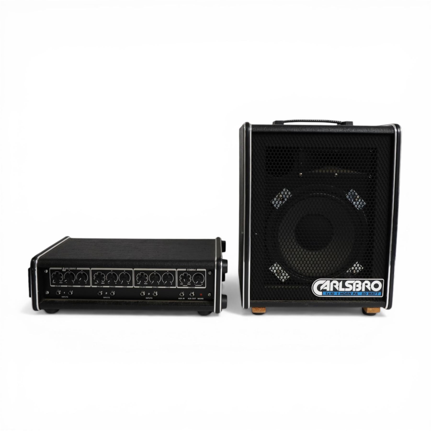 Carlsbro Cobra PA head and Carlsbro 1 x 10 1 Horn PA speaker, speaker H48cm