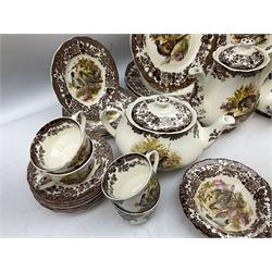 Royal Worcester Palissy Game Series pattern tea and dinner wares, to include two teapots, coffee pot, twelve cups and saucers in two sizes, four dinner plates etc (40) 
