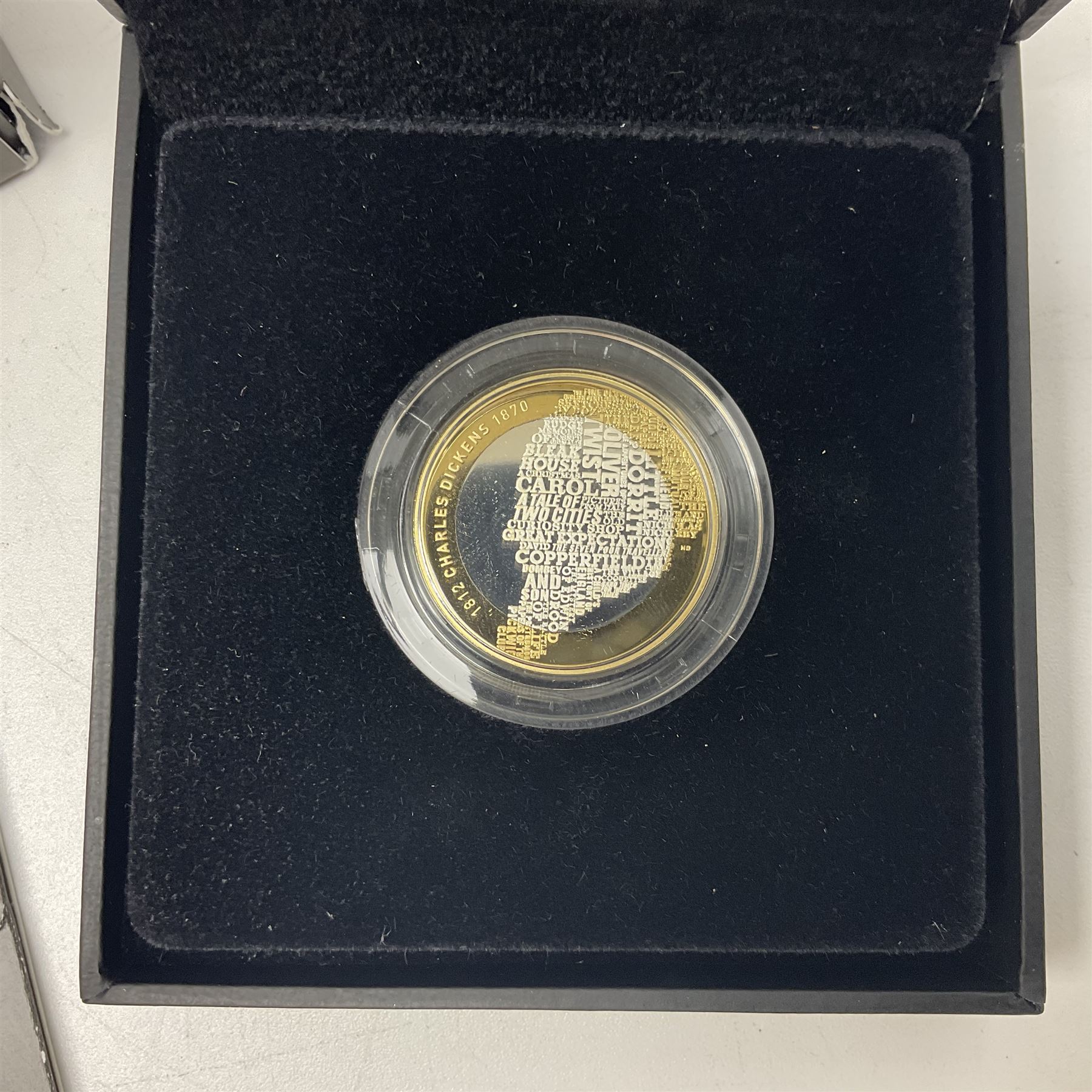 The Royal Mint United Kingdom 2012 ''Charles Dickens' silver proof piedfort two pound coin, cased with certificate