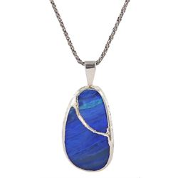 Silver boulder opal pendant necklace