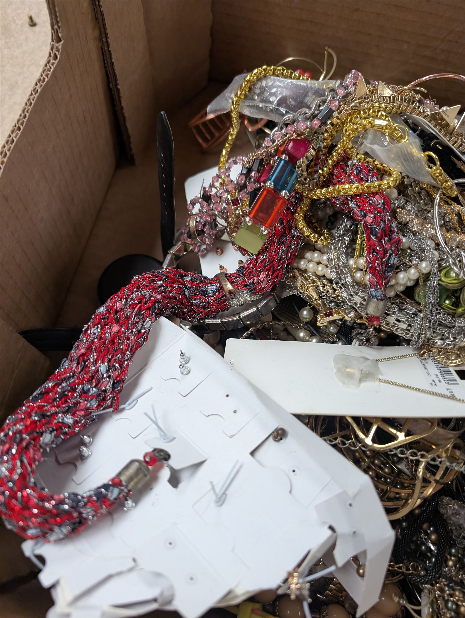 Large collection of costume jewellery, including necklaces, bracelets, rings, earrings and wristwatches