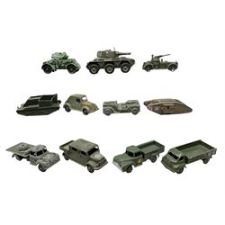Various Makers - twenty-nine unboxed and playworn die-cast military vehicles by Benbros, Corgi, Morestone/Budgie, Lesney, Kemlow, Gama, Lone Star etc including tanks, armoured cars, jeeps, trucks, personnel carriers etc (29)