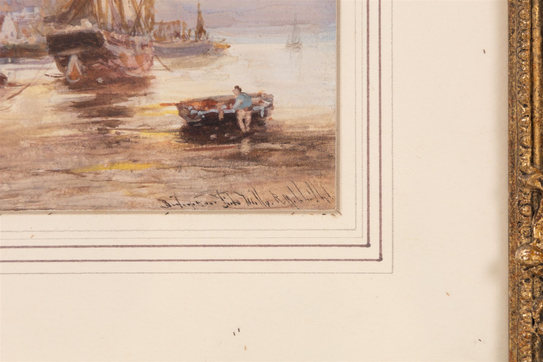 Robert Malcolm Lloyd (British 1859-1907): Harbour at Low Tide, watercolour signed and indistinctly titled, 16cm x 13cm 