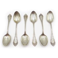  Set of six American silver dessert spoons stamped Sterling maker's mark D approx 9oz  