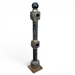 Pair of Victorian design painted heavy cast iron bollards or railing columns