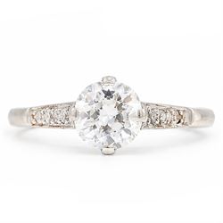 Early 20th century platinum diamond ring, four claw set with a single old cut diamond of a...