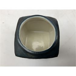 Troika cube vase, designed by Sally Bart, with a geometric design, with painted marks to base, H9.5cm.