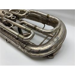 Boosey & Co Class A silver plated four-valve euphonium, serial no.117918 L62cm; in carrying case
